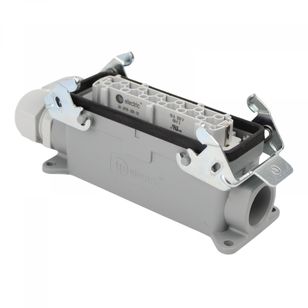 Industriesteckverbinder - Sockelgehäuse + Buchse 24 Polig 16A - Metall